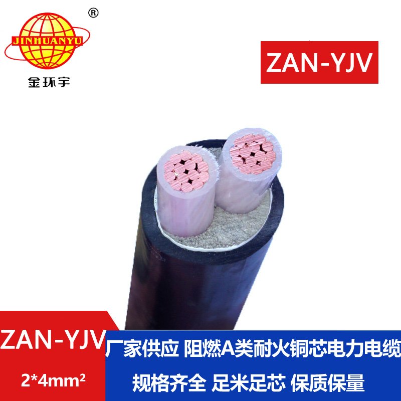 金環(huán)宇電線電纜 耐火yjv電纜 ZAN-YJV 2X4平方 深圳阻燃電力電纜