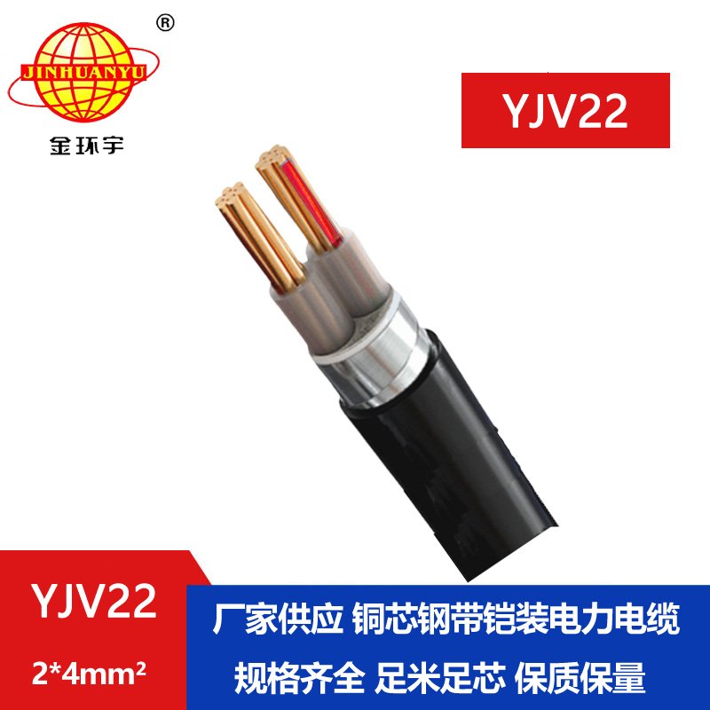 金環(huán)宇電線電纜 銅芯 鎧裝電力電纜YJV22 2X4平方